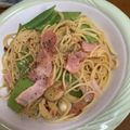 クックHDP0M2☆'s cooksnap of when they made さやえんどうとベーコンのペペロンチーノ.