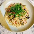 yukarin222's cooksnap of when they made なすとウインナーの和風にんにくパスタ.