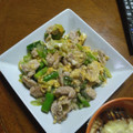 クック5NIPCB☆'s cooksnap of when they made 豚こまアスパラネギマヨ卵炒め.