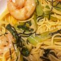 L.R's cooksnap of when they made プリプリ海老の水菜としめじの和風パスタ♪.