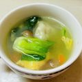 楽食いちばん's cooksnap of when they made お母さんの水餃子とチンゲン菜の生姜スープ.