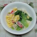 レオミウ's cooksnap of when they made 青梗菜と豆腐の塩餡かけ。卵とカニカマ入り.