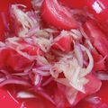 ❤️かわだん❤️'s cooksnap of when they made ノンオイルドレで。新玉とトマトのあえもの.
