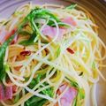 ❤️かわだん❤️'s cooksnap of when they made きのこ、ベーコン、水菜の和風パスタ.