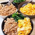あい♪らんど's cooksnap of when they made 鶏そぼろの三色丼.