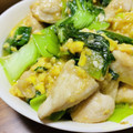 Janne31's cooksnap of when they made 鶏むね肉と青梗菜と卵のオイマヨ炒め.