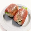 nico•×•'s cooksnap of when they made 【お弁当】❀生ハムの俵おにぎり❀.