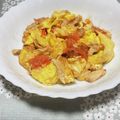 QPはにー's cooksnap of when they made トマトと卵の炒め物（サラダチキン入り）.