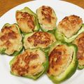 vabochan's cooksnap of when they made 豆腐入り　肉汁たっぷり ピーマンの肉詰め.