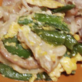 ヨシヨッシー's cooksnap of when they made スナップエンドウと卵のオイマヨ豚肉炒め.