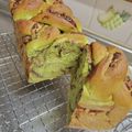 mamimami16's cooksnap of when they made あん食パンHB生地粒あん抹茶三つ編みパン.
