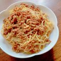 addysa's cooksnap of when they made ピリ辛ひき肉のネギごまパスタ.