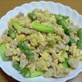 55才のおじさん's cooksnap of when they made 旬！アスパラと鶏ひき肉の卵炒め☆.