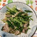 おはなすき's cooksnap of when they made 豚肉とかぶの葉のにんにく炒め.