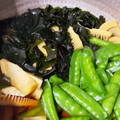 りゅうタック☆'s cooksnap of when they made めんつゆで簡単♪筍とわかめと絹さやの煮物.
