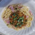 ぷっちかおりんご's cooksnap of when they made ベーコンと納豆の和風クリームパスタ.