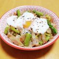 ドルフィンサーモン's cooksnap of when they made アスパラとベーコンの温泉卵ソース.