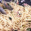 クックPQH528☆'s cooksnap of when they made ワンパンで長ネギとキノコの和風パスタ.