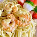 Takクック☆'s cooksnap of when they made 海老のパスタ　ジェノベーゼソース.