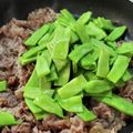 ｸﾏﾘｴ's cooksnap of when they made モロッコいんげんと牛こまのガーリック炒め.