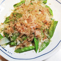 お山のエイ's cooksnap of when they made 絹さやと新たまのマヨ炒め.