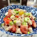 Superlittleboo's cooksnap of when they made 豆腐とトマトのめんつゆ鰹節サラダ.