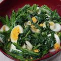 うどん屋３年目's cooksnap of when they made ほうれん草大量消費！焼肉のタレで卵サラダ.