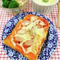 在宅勤務のおじさん's cooksnap of when they made カリーブルスト風ピザトースト.