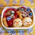 hime's cooksnap of when they made 仲良しヒヨコおにぎり＊キャラ弁.