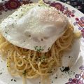 Faiza's cooksnap of when they made 目玉焼きのパスタ（貧乏人のパスタ）.