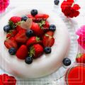 ♪しんちんぐ～♪'s cooksnap of when they made オープンハートde苺ピューレ入り牛乳かん.