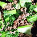 ☆hikonyan☆'s cooksnap of when they made 挽き肉とチンゲン菜のオイスターソース炒め.