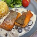 BOO☆ママ's cooksnap of when they made サーモンのムニエル☆きのこクリームソース.