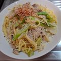 ももちゃんまこちゃん's cooksnap of when they made 豚バラとしめじの和風クリームパスタ.