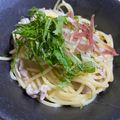 めいの料理成長記録's cooksnap of when they made 豚バラと茗荷と大葉で薬味たっぷり和パスタ.