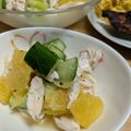 往きつ戻りつ's cooksnap of when they made 鶏ささみときゅうりのオレンジサラダ.