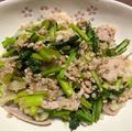 クック1286JR☆'s cooksnap of when they made 小松菜と豚こまの旨塩とろみ炒め.