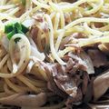Mick's cooksnap of when they made シロさんのきのこツナカブの葉の和風パスタ.