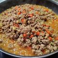 ｸﾏﾘｴ's cooksnap of when they made ごぼうとひき肉のピリ辛パスタ.