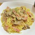 shapest's cooksnap of when they made 舞茸と豚肉のスパゲティ.