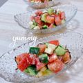 オウジリリノエ's cooksnap of when they made トマトと胡瓜とクリチの塩昆布サラダ♪.