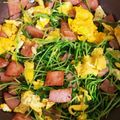 yasu_ha's cooksnap of when they made ■　水菜とベーコンの卵炒め　■.