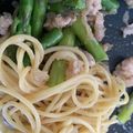 吉井さん☆'s cooksnap of when they made アスパラと豚ひき肉の味噌スパゲティ.