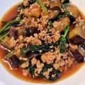 うっち～H's cooksnap of when they made 挽肉100ｇ☆ナスとほうれん草の中華炒め.