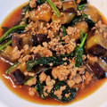 うっち～H's cooksnap of when they made 挽肉100ｇ☆ナスとほうれん草の中華炒め.