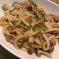 ONE★MAYU★'s cooksnap of when they made きのことバター醤油香る焼きうどん♪.