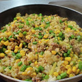 ｸﾏﾘｴ's cooksnap of when they made ひき肉といんげんとコーンのカレー炒飯.