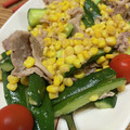 kaiyui's cooksnap of when they made 豚肉、とうもろこし、きゅうりの旨塩炒め.