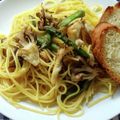 花時計咲いた's cooksnap of when they made 激うまベーコン舞茸アスパラの和風パスタ.