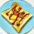 にきけん's cooksnap of when they made 卵とウインナー乗っけトースト✿.